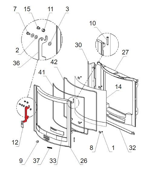 La Nordica Focolare 70 Tondo Feuerraum Türgriff D