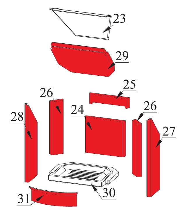 Fireplace Aparis Feuerraumauskleidung Brennraumauskleidung