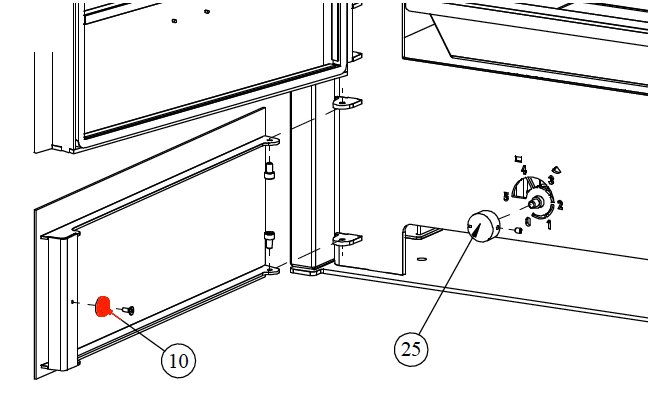 Fireplace Meltemi Holzfachtür Verriegelung magnetisch