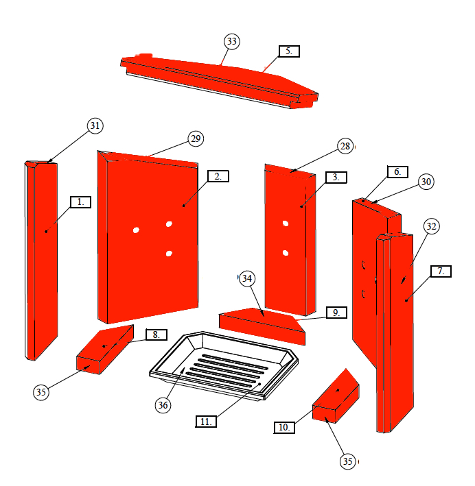 Fireplace Samba Feuerraumauskleidung Brennraumauskleidung