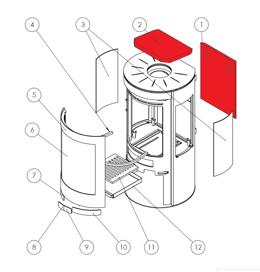 Panadero Vega Feuerraumauskleidung Brennraumsteine