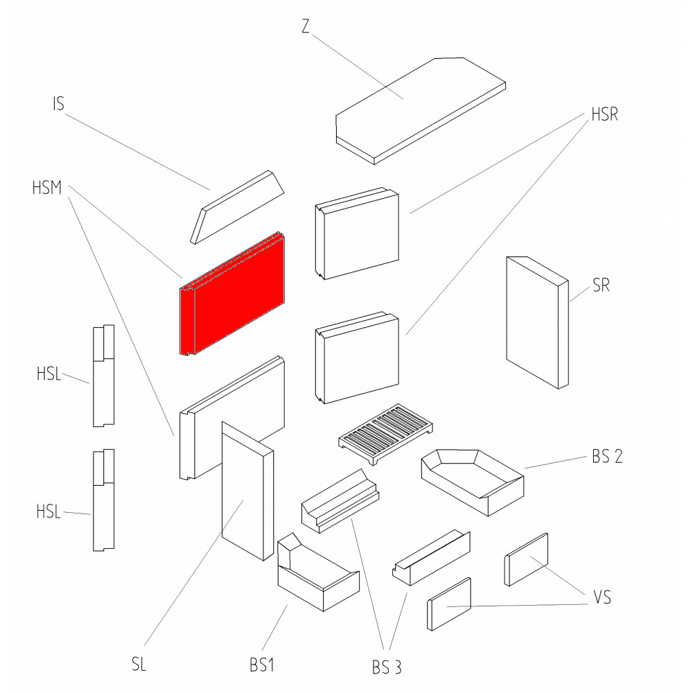 Haas+Sohn Genua Rückwandstein oben Brennraumstein