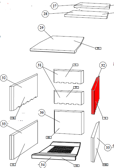 Fireplace Baccara Novo Seitenstein rechts oben Vermiculitestein