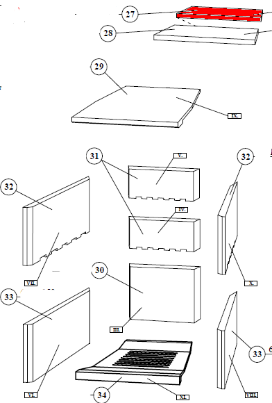 Fireplace Adria Zugumlenkung oben Prallplatte