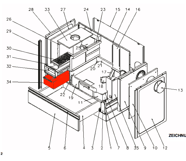 Wamsler K176A-70 Aschekasten B Aschebox