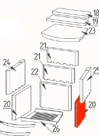 Fireplace Jack Seitenstein links unten Feuerraumstein