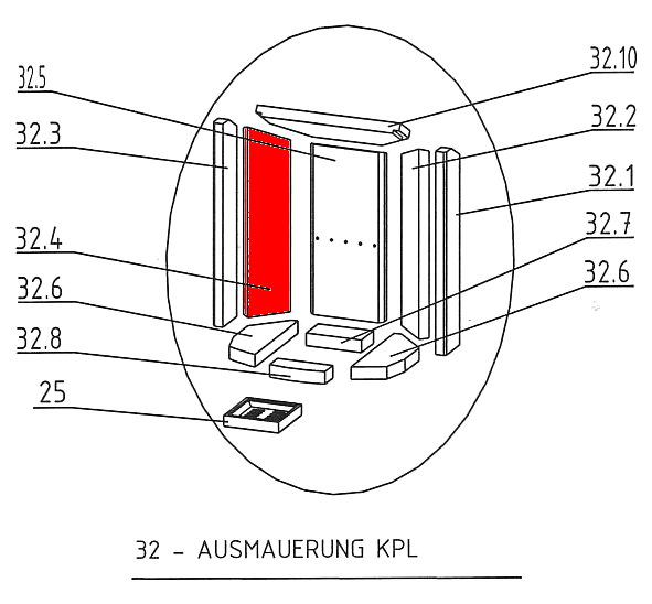 Oranier Arktis 5 Seitenstein links hinten A stehender Brennraumstein