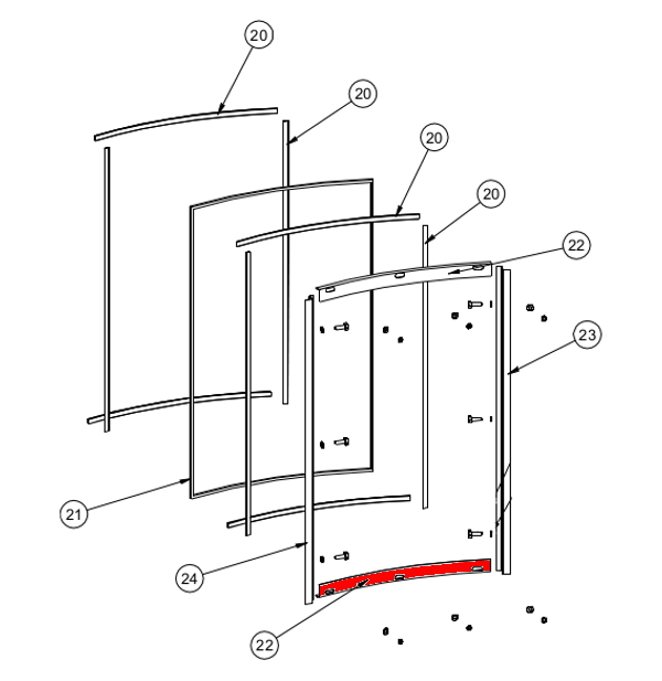 Fireplace Eden Scheibenhalter unten Glasleiste