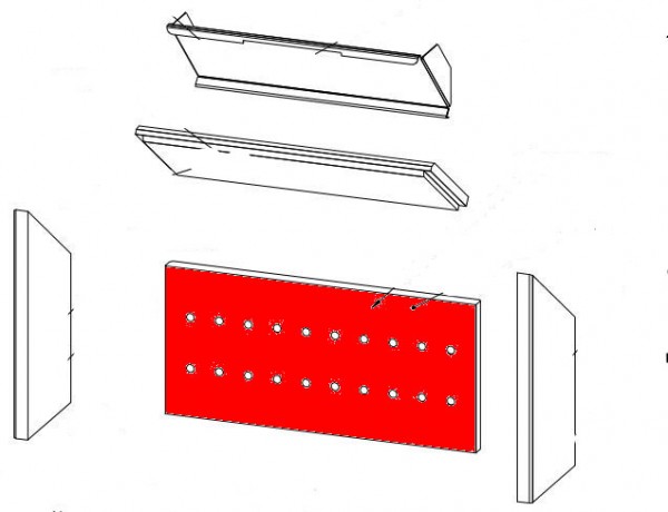 Fireplace Rönky Rückwandstein Set Explosionszeichnung