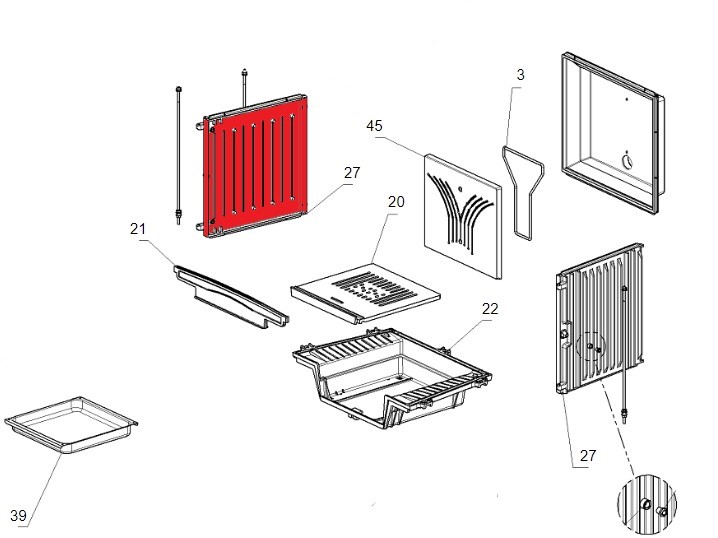 La Nordica Focolare 70 Piano Seitenplatte links C