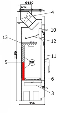 Haas+Sohn Alta 218.17 Rückwandstein unten Brennraumstein